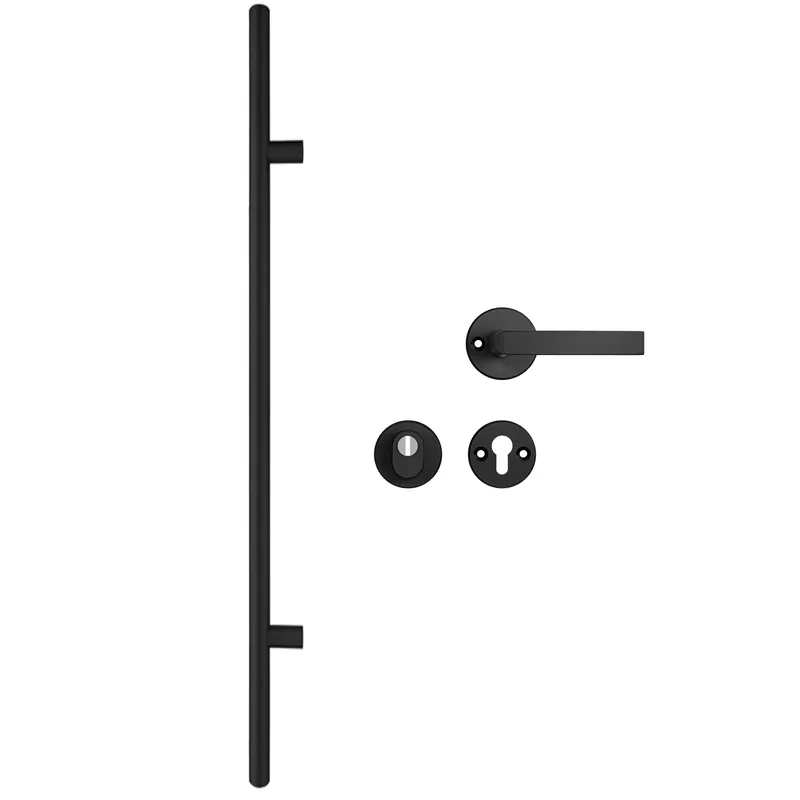 AXA Voordeurbeslagset Montreal 900mm Kerntrekbeveiliging DD:38-40 Zwart SKG*** Alleen Vandaag