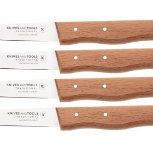 Superprijs Knivesandtools Traditional Paring Knife, koolstofstaal, beukenhout, 4-delige schilmessenset